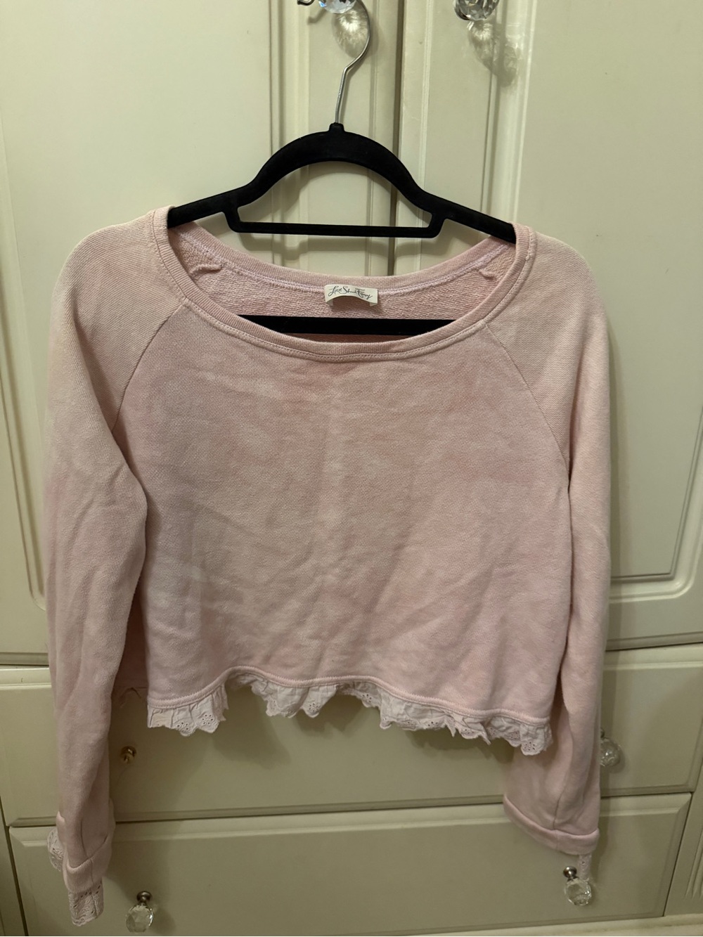 Love Shack Fancy Soft Pink Lace-Hem Women's Top